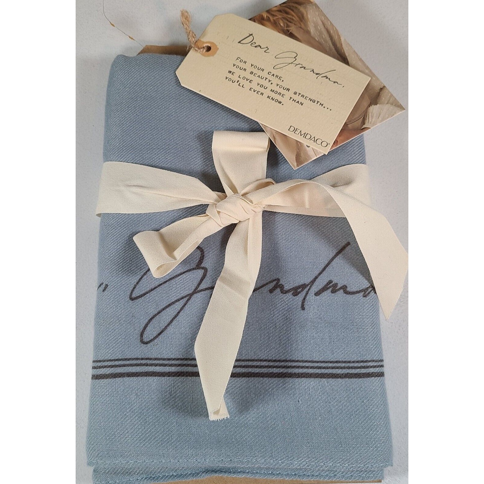 Scarf Dear Grandma By Demdaco Blue 26 X 72 Brand New